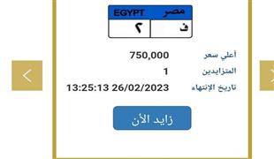 لوحة سيارة (ف.2) للبيع بـ750 ألف جنيه في مصر.. أسعار أحدث اللوحات المميزة في مزاد وزارة الداخلية